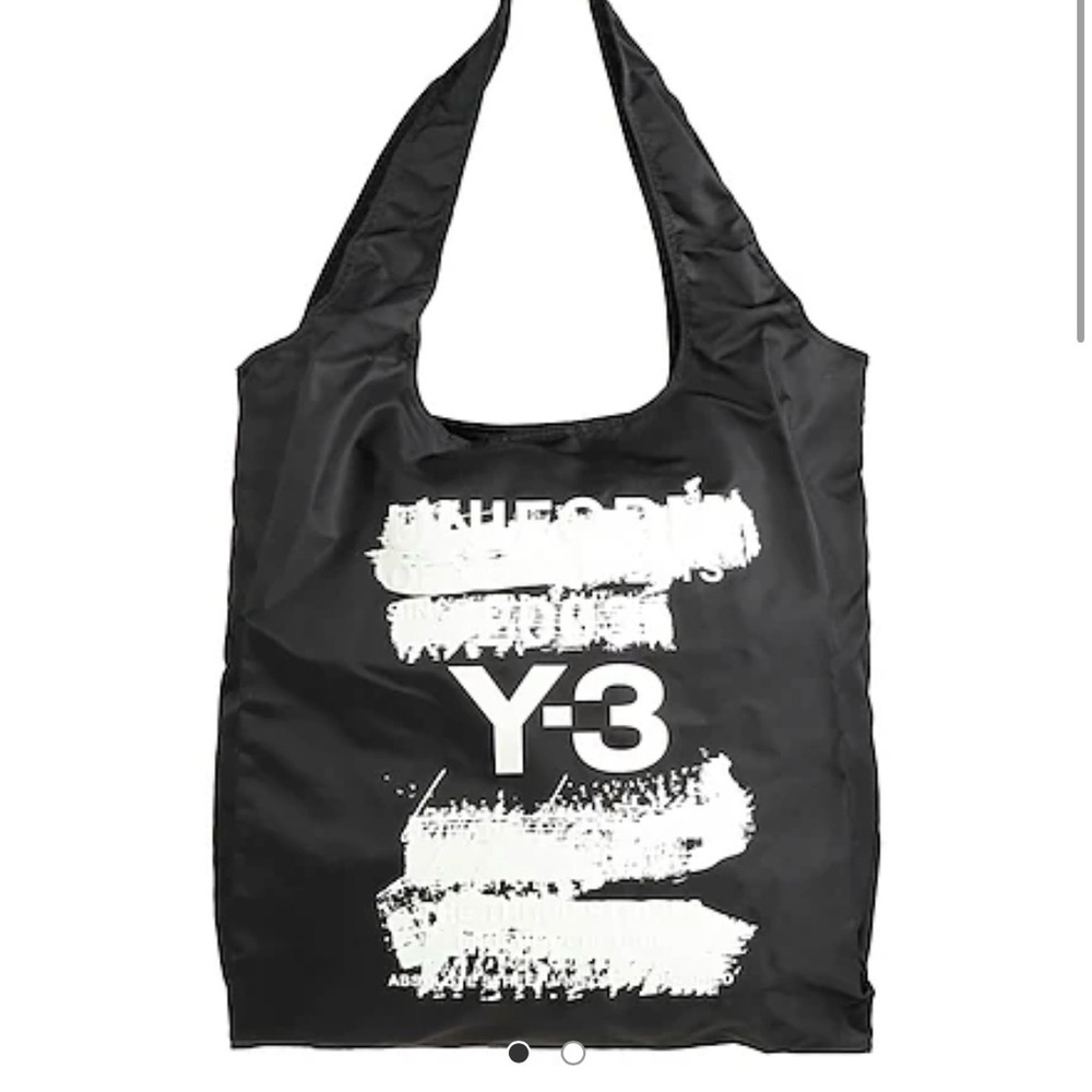 Y-3 Black Tote Messenger Bag with White Logo Brushstroke